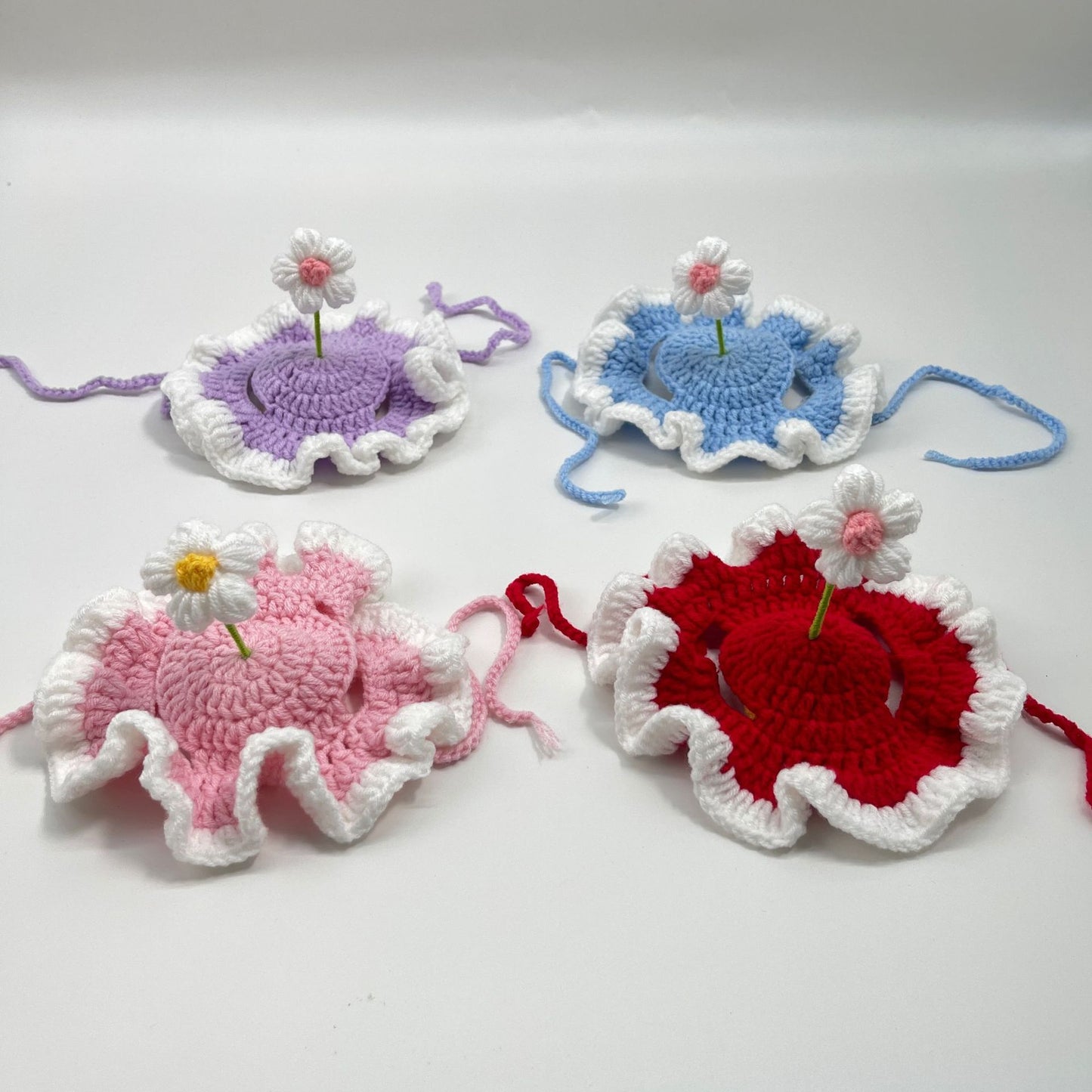 ZenPaw Co. Handmade Pet Bonnet - Crochet Cat Hat & Dog Headpiece (Flower Collection)