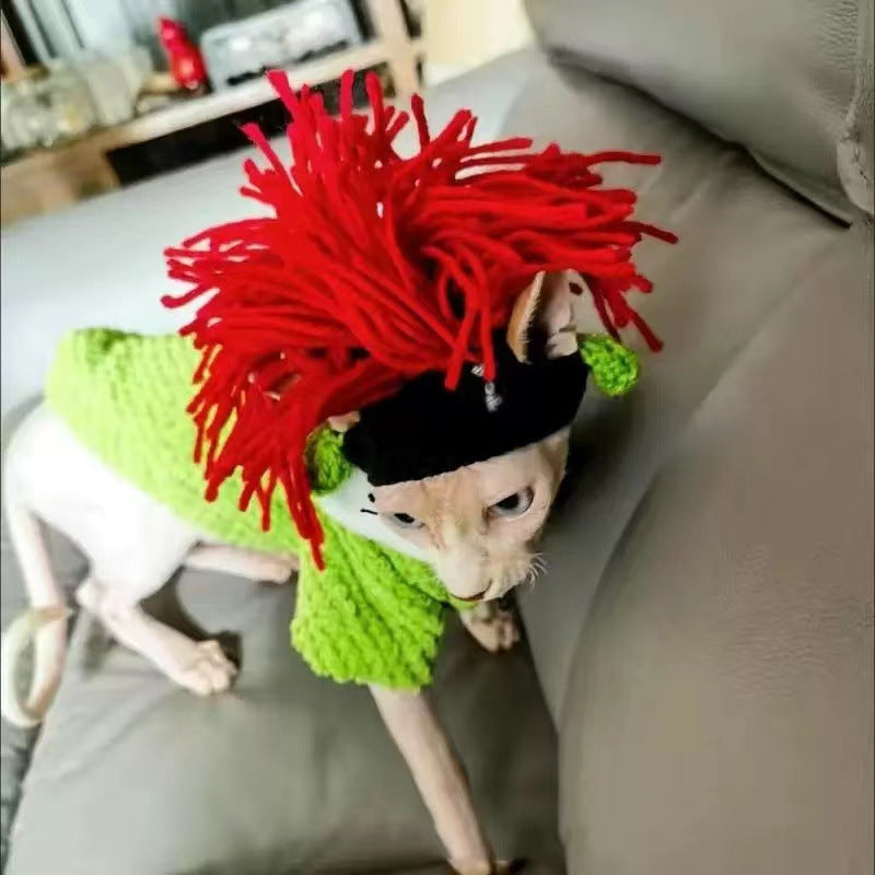 Cartoon Knitted Pet Headband - Hand-Crocheted Warm Accessory for Cats & Small Dogs