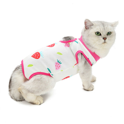 ZenPaw Co. Cat Recovery Suit - Soft Cotton Post-Surgery Shirt for Cats & Kittens (Fruit Collection)