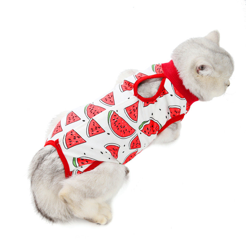 ZenPaw Co. Cat Recovery Suit - Soft Cotton Post-Surgery Shirt for Cats & Kittens (Fruit Collection)