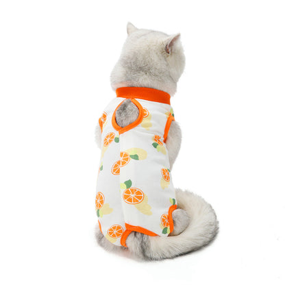 ZenPaw Co. Cat Recovery Suit - Soft Cotton Post-Surgery Shirt for Cats & Kittens (Fruit Collection)