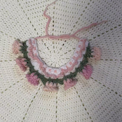 ZenPaw Co. Handmade Pet Bonnet - Crochet Cat Hat & Dog Headpiece (Flower Collection)
