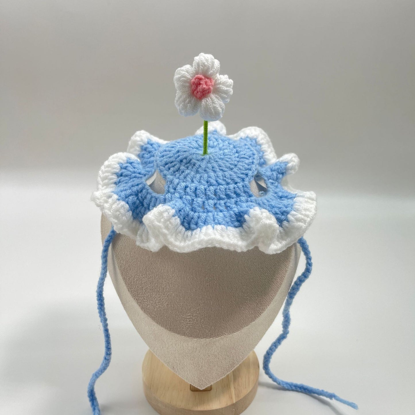 ZenPaw Co. Handmade Pet Bonnet - Crochet Cat Hat & Dog Headpiece (Flower Collection)