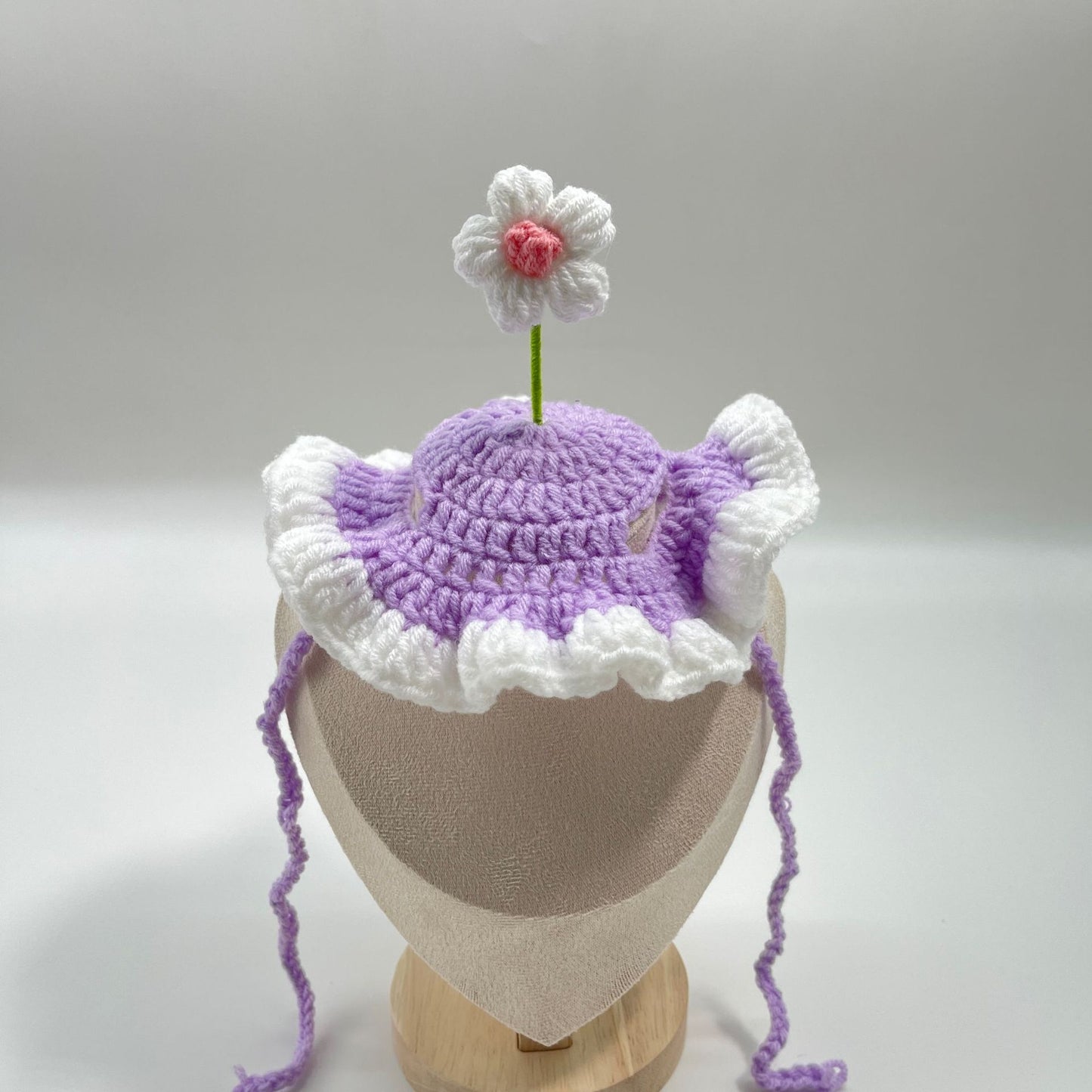 ZenPaw Co. Handmade Pet Bonnet - Crochet Cat Hat & Dog Headpiece (Flower Collection)